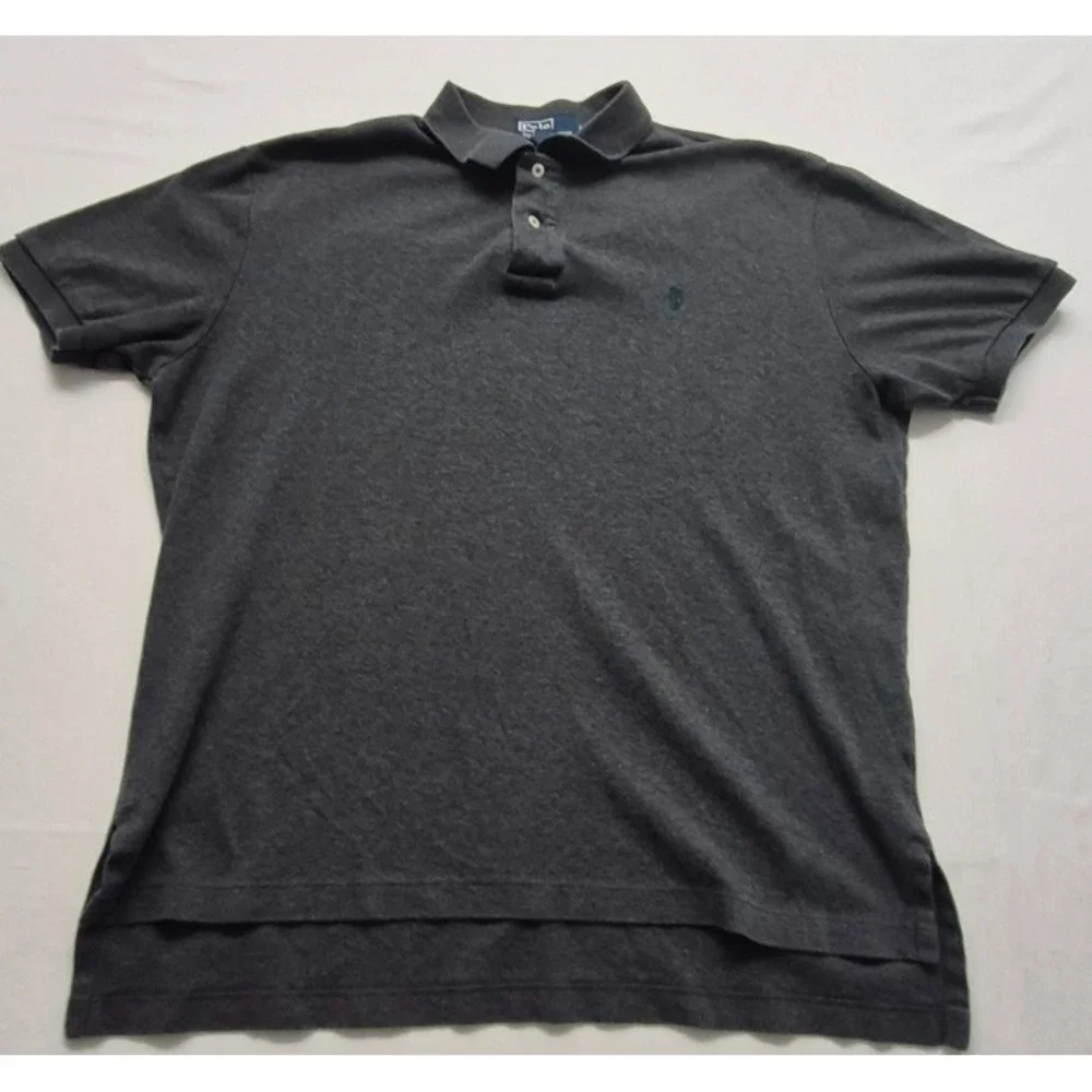 Polo Ralph Lauren‎ men's gray short sleeve polo shirt LG green logo Cotton